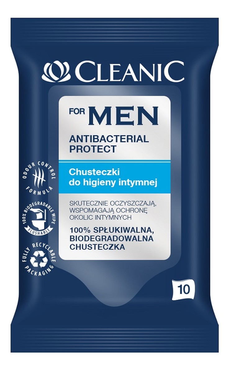 For Men Antibacterial Protect antybakteryjne chusteczki do higieny intymnej 10 sztuk