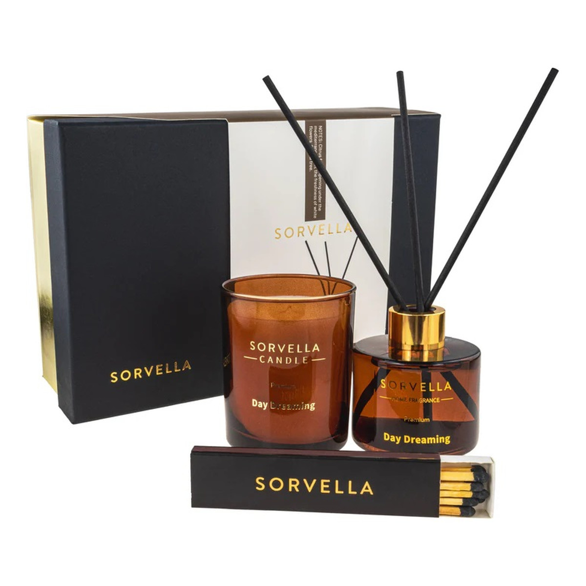 Sorvella Perfume Day Dreaming Zestaw dyfuzor zapachowy 120ml + świeca zapachowa 170g + zapałki