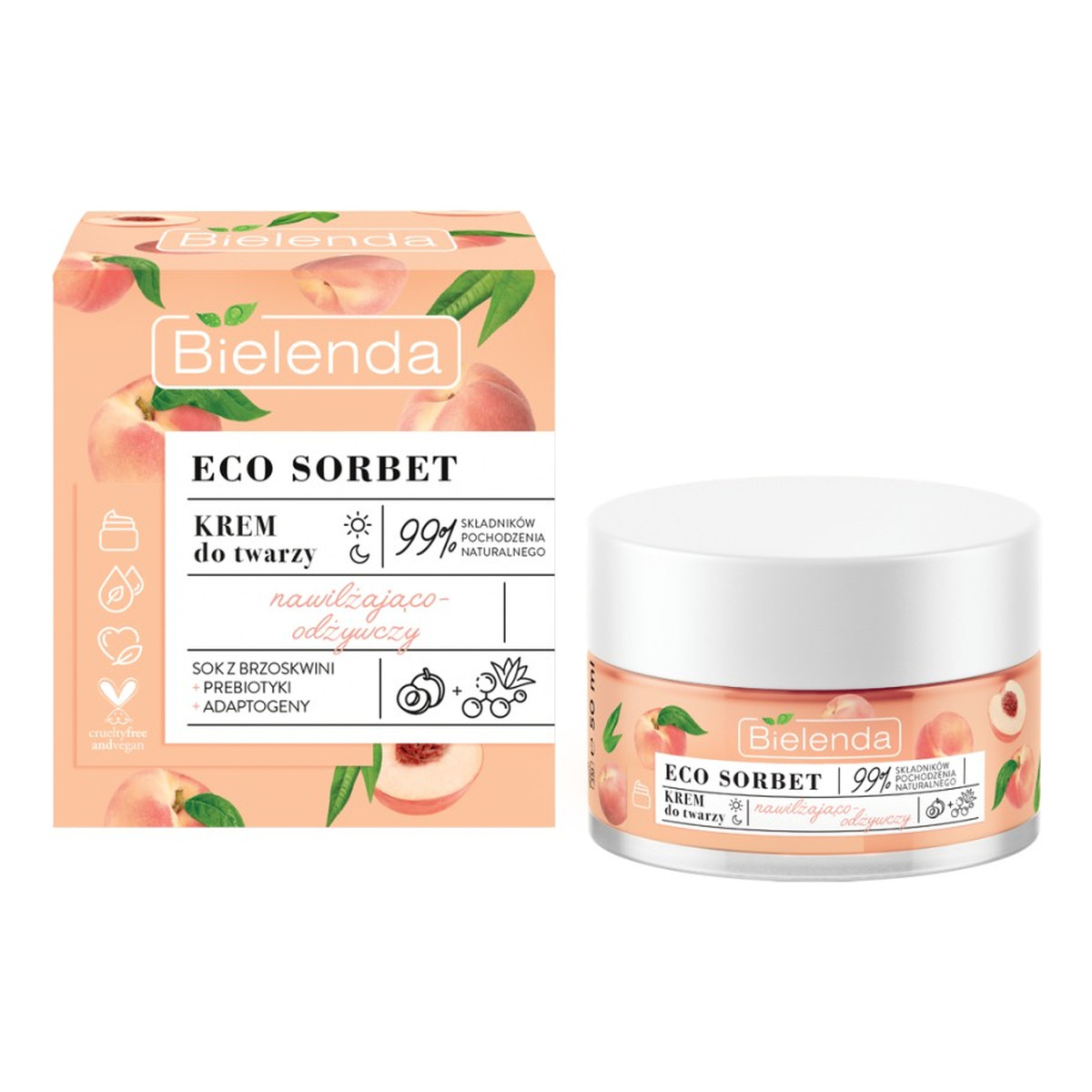 Bielenda Eco Sorbet Brzoskwinia Krem nawilżająco-odżywczy na dzień i noc 50ml