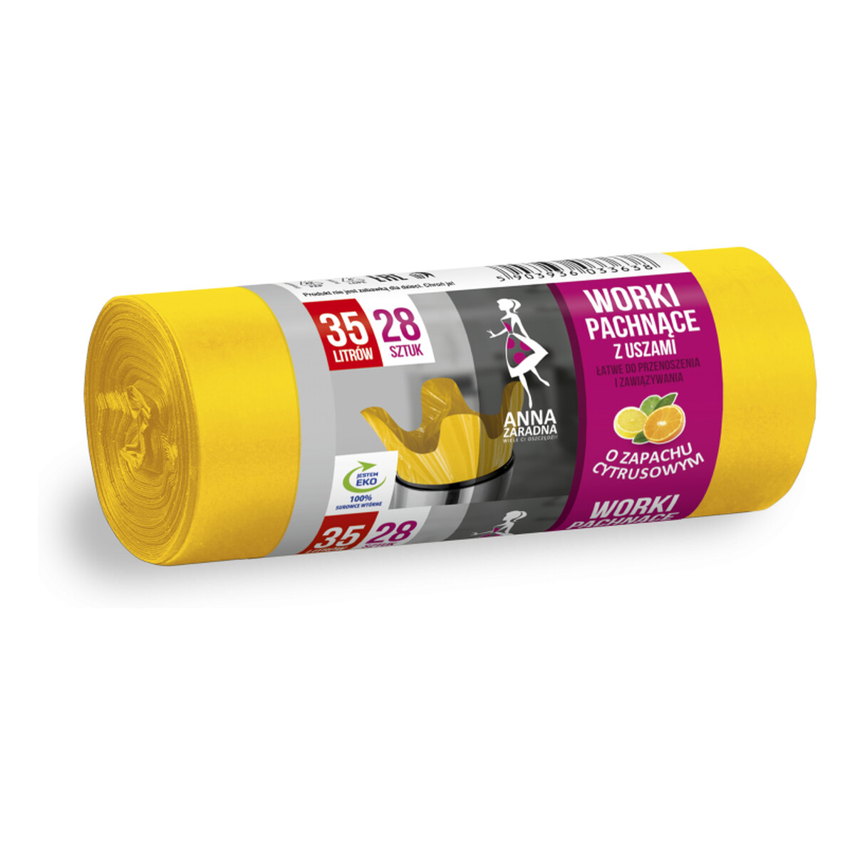 Anna Zaradna Worki na smieci z uszami - zapach CYTRUSOW 1op.-28szt. 35 l 200g