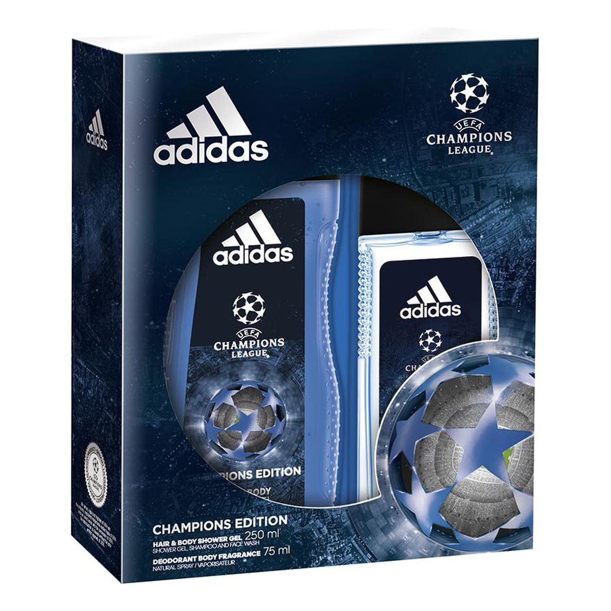 Adidas Champions League Champions Edition Zestaw prezentowy męski dezodorant spray + dezodorant atomizer