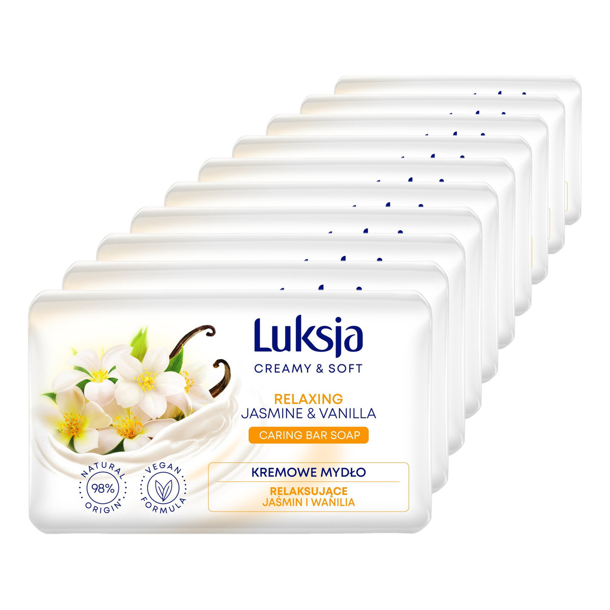 Luksja Creamy & Soft Relaksujące Kremowe Mydło w kostce Jaśmin & Wanilia 10x90g