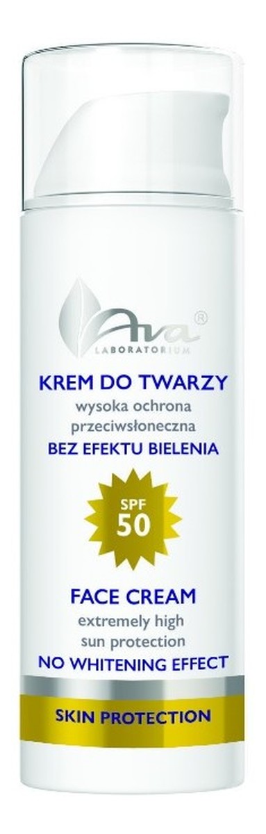 Krem do twarzy wysoka ochrona przeciwsłoneczna SPF 50 - Bez efektu bielenia
