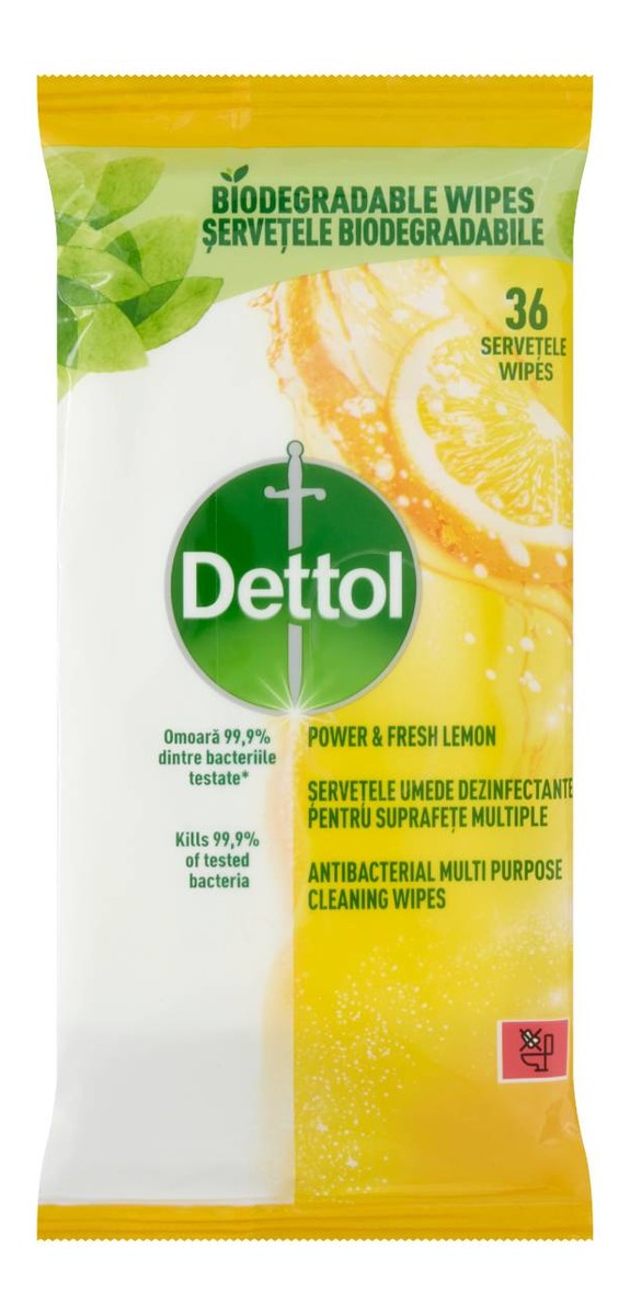 Power & fresh chusteczki antybakteryjne do dezynfekcji i czyszczenia cytryna 36szt