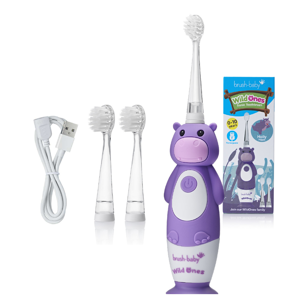 Brush-Baby Wildones szczoteczka soniczna dla dzieci 0-10l hippo