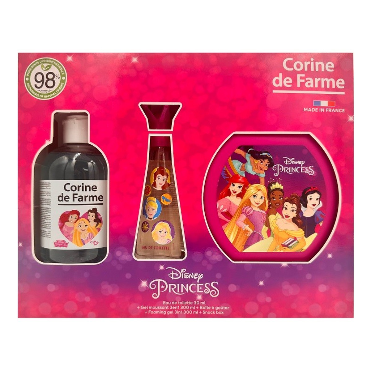 Forte Sweeden CORINE DE FARME Disney Zestaw prezentowy princess (woda toaletowa 30ml + żel pieniący 3w1 300ml + pudełko na przekąski)