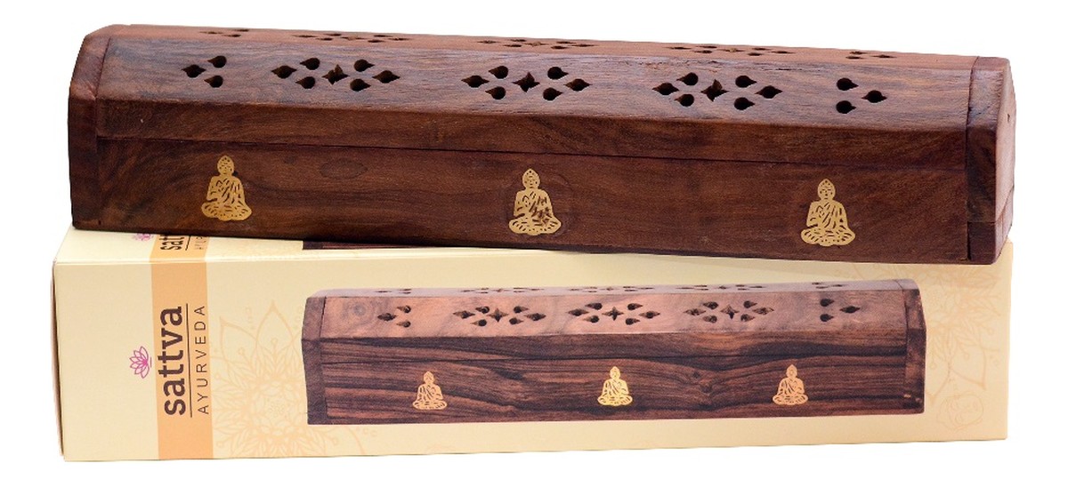 Incence wooden box drewniana podstawka na kadzidełka buddha