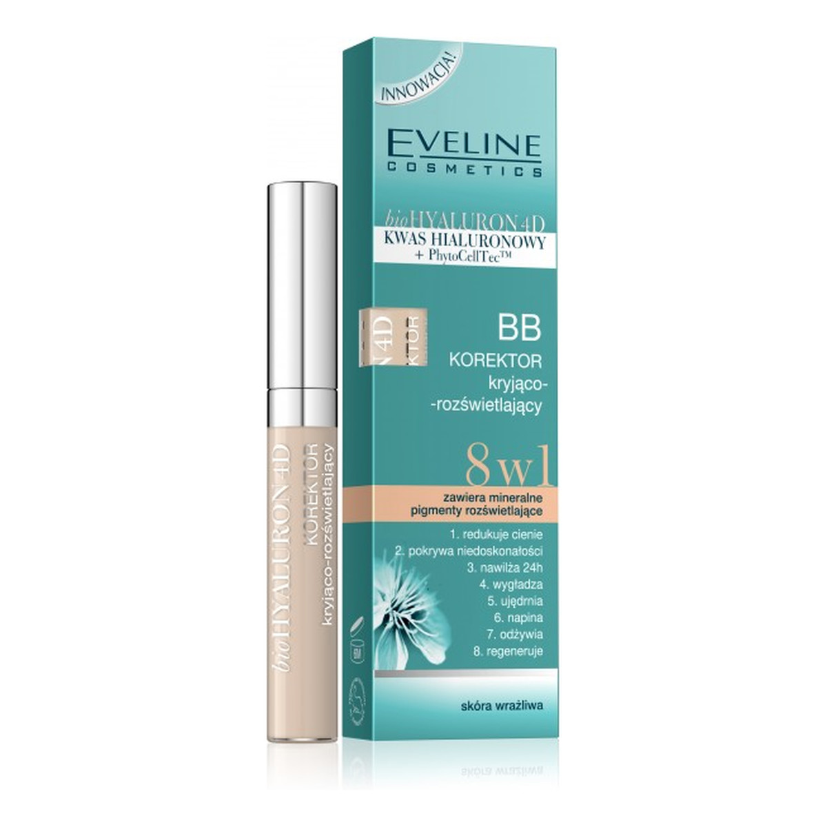 Eveline BB bioHyaluron 4D Korektor Do Twarzy 8 w 1 Kryjąco-Rozświetlający 7ml