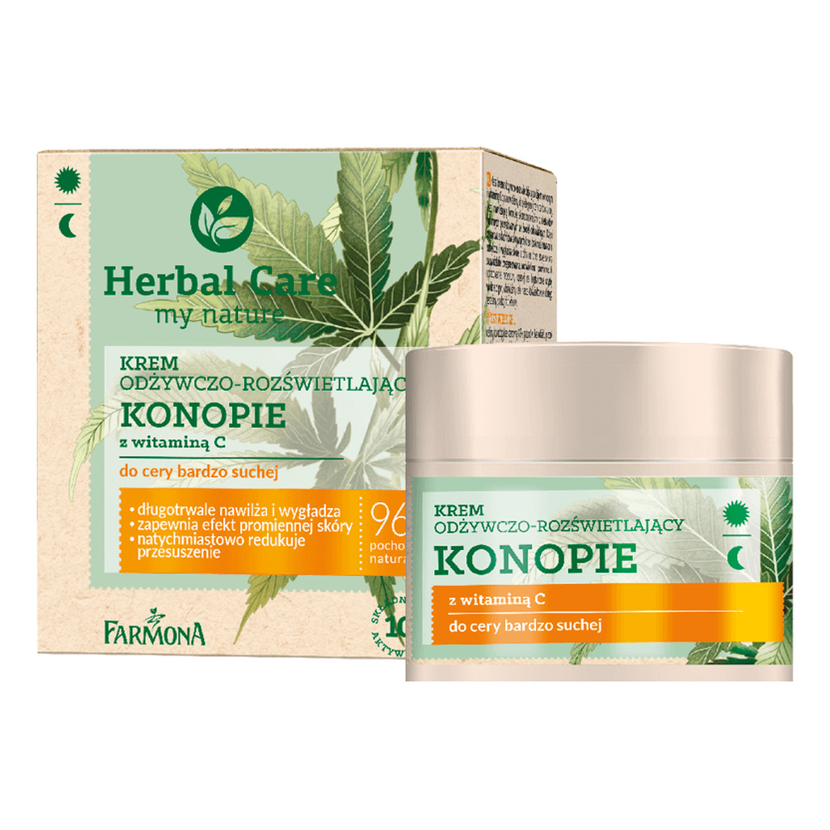 Farmona Herbal Care Krem odżywczo-rozświetlający Konopie z witaminą C - cera bardzo sucha 50ml