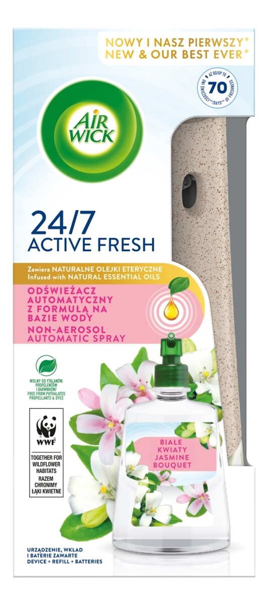 odświeżacz automatyczny z formułą na bazie wody i wkład białe kwiaty