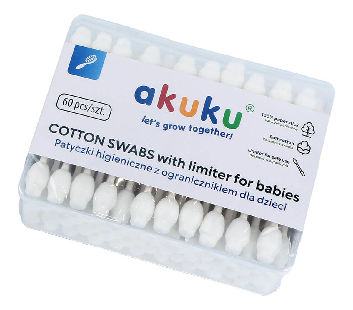 Patyczki higieniczne dla niemowląt z ogranicznikiem