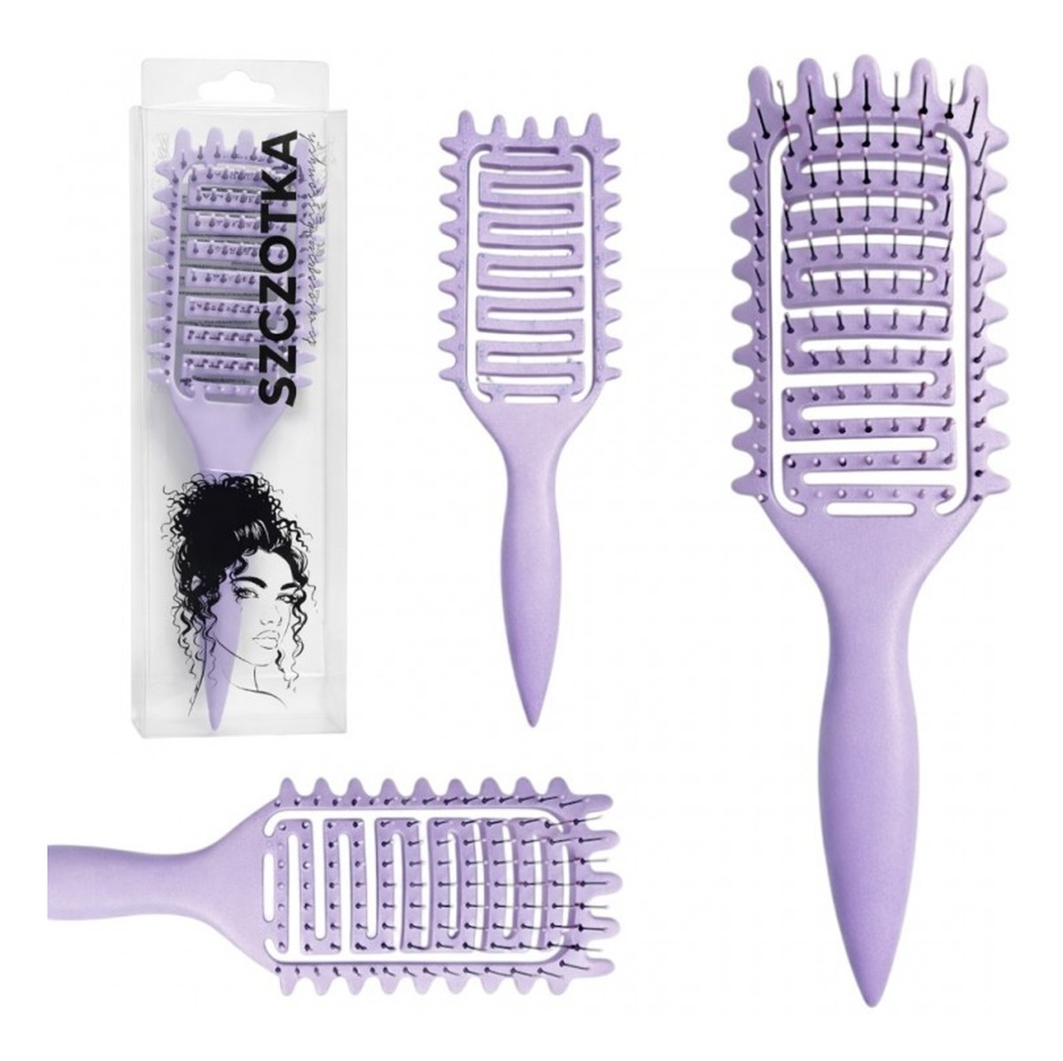 Szczotka do rozczesywania, do suszenia, do masażu, do włosów kręconych fioletowa scz20fio