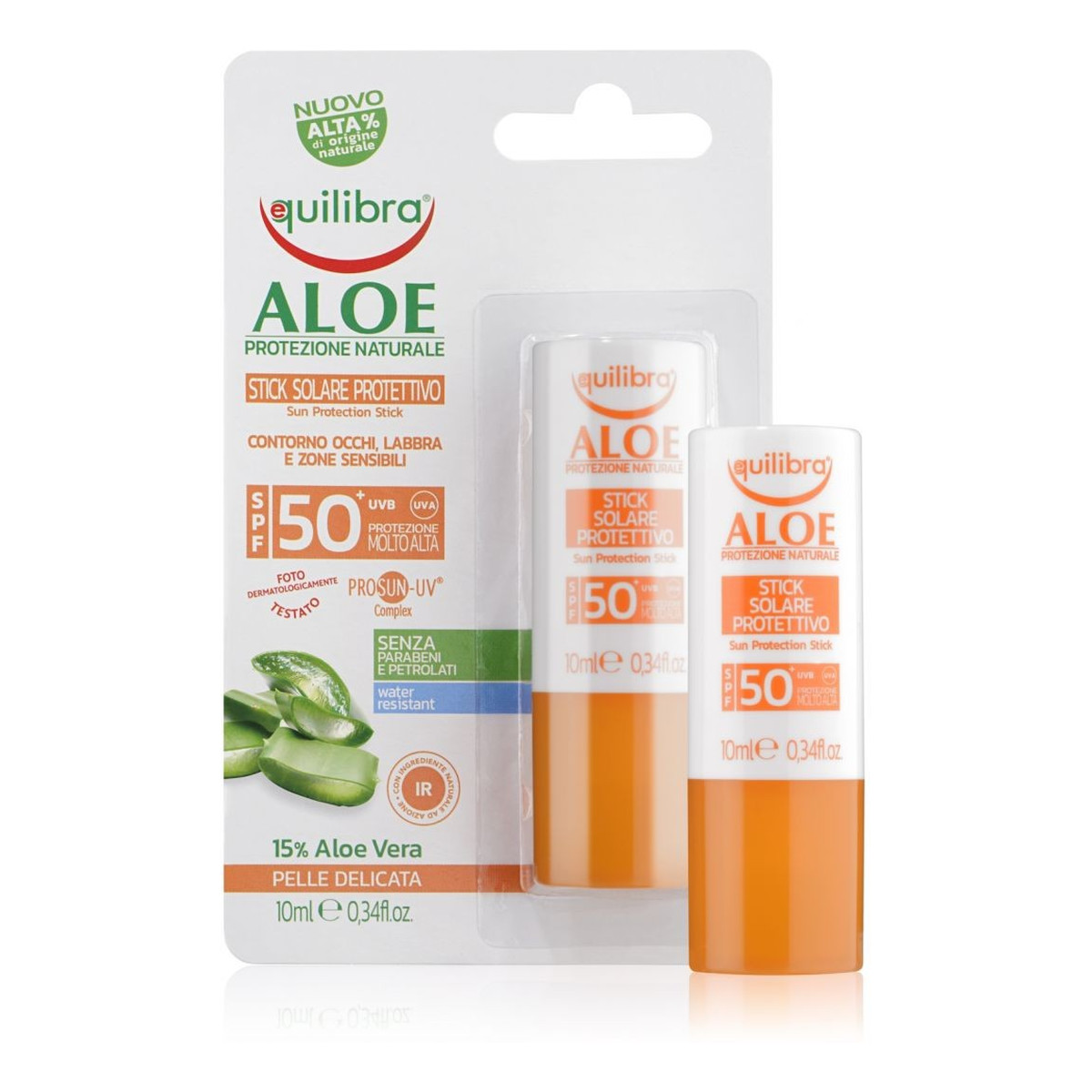Equilibra Aloe Solare Aloesowy Sztyft przeciwsłoneczny SPF50+ 10ml