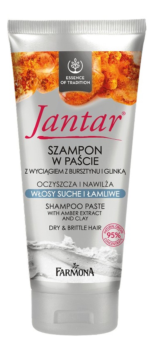 Szampon w paście z wyciągiem z bursztynu i glinką włosy suche i łamliwe