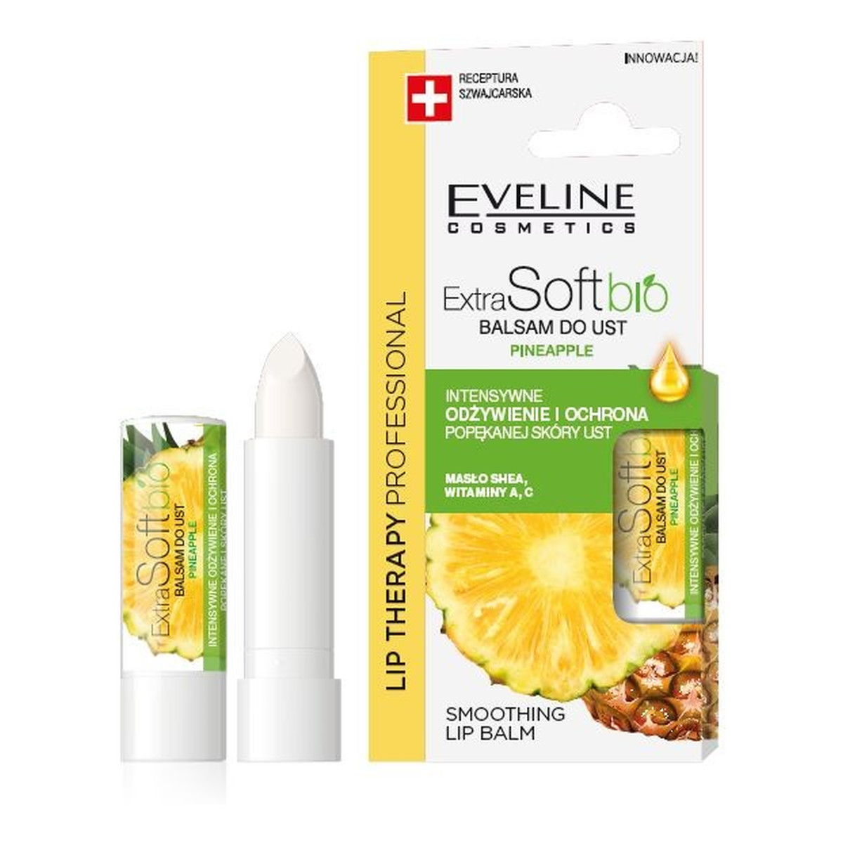 Eveline Lip Therapy Professional Balsam ochronny do ust Extra Soft Bio - Ananas 4g