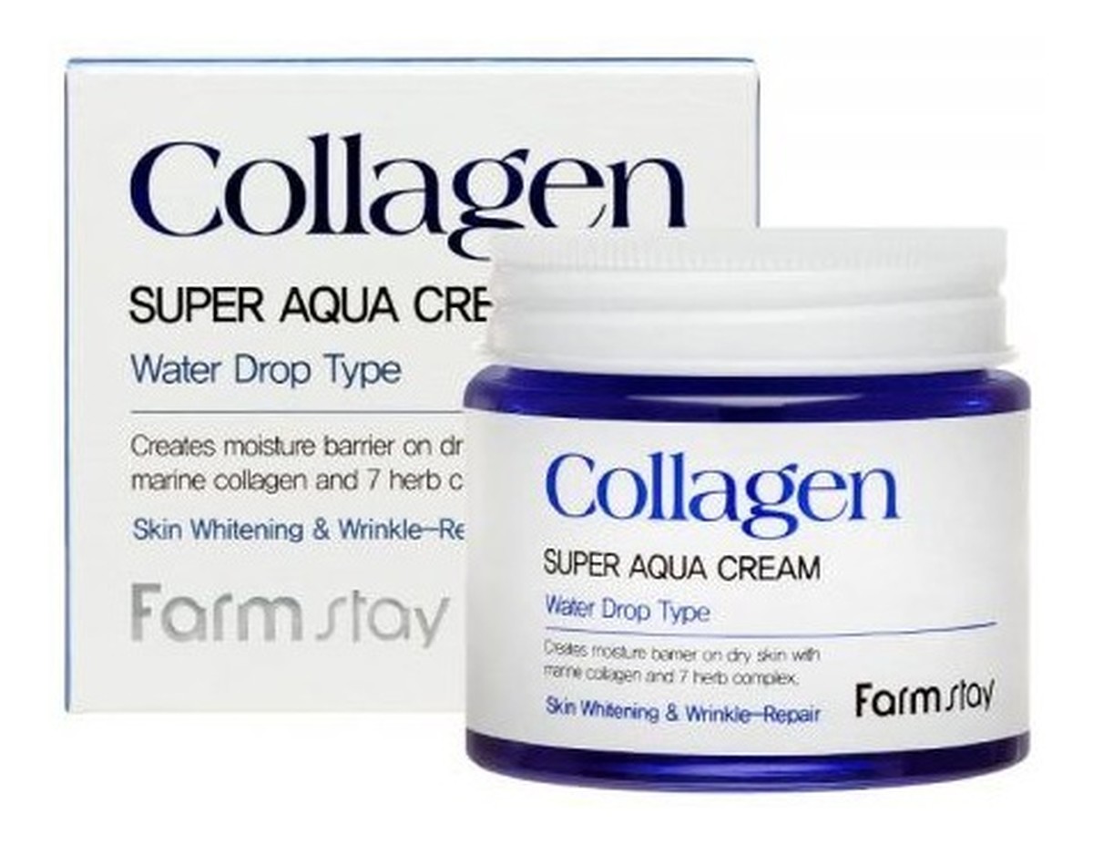 Farm Stay Collagen Super Aqua Cream Kolagenowy krem intensywnie nawadniający Water Drop