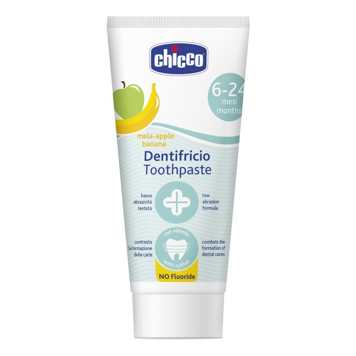 Chicco Toothpaste pasta do zębów bez fluoru o smaku jabłkowo-bananowym 6-24m 50ml