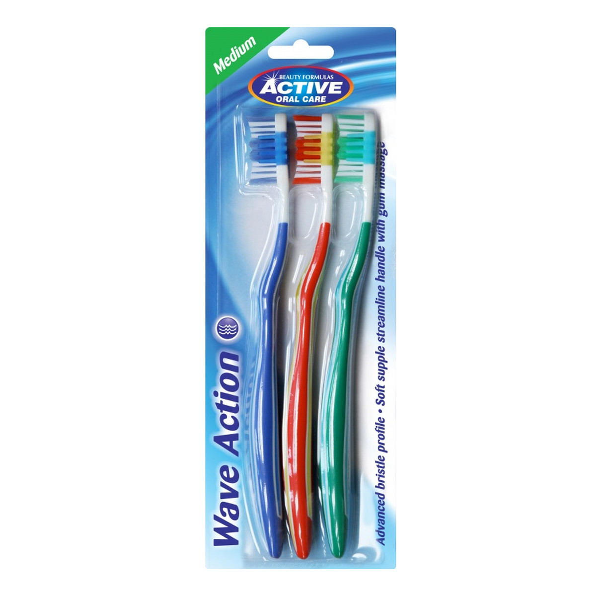 Beauty Formulas Active Oral Care Wave Action Szczoteczka Do Zębów Średnia 3 szt.