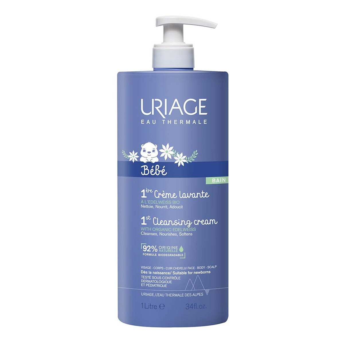 Uriage Bebe 1st Cleansing Cream pieniący się Krem do kąpieli dla dzieci 1000ml