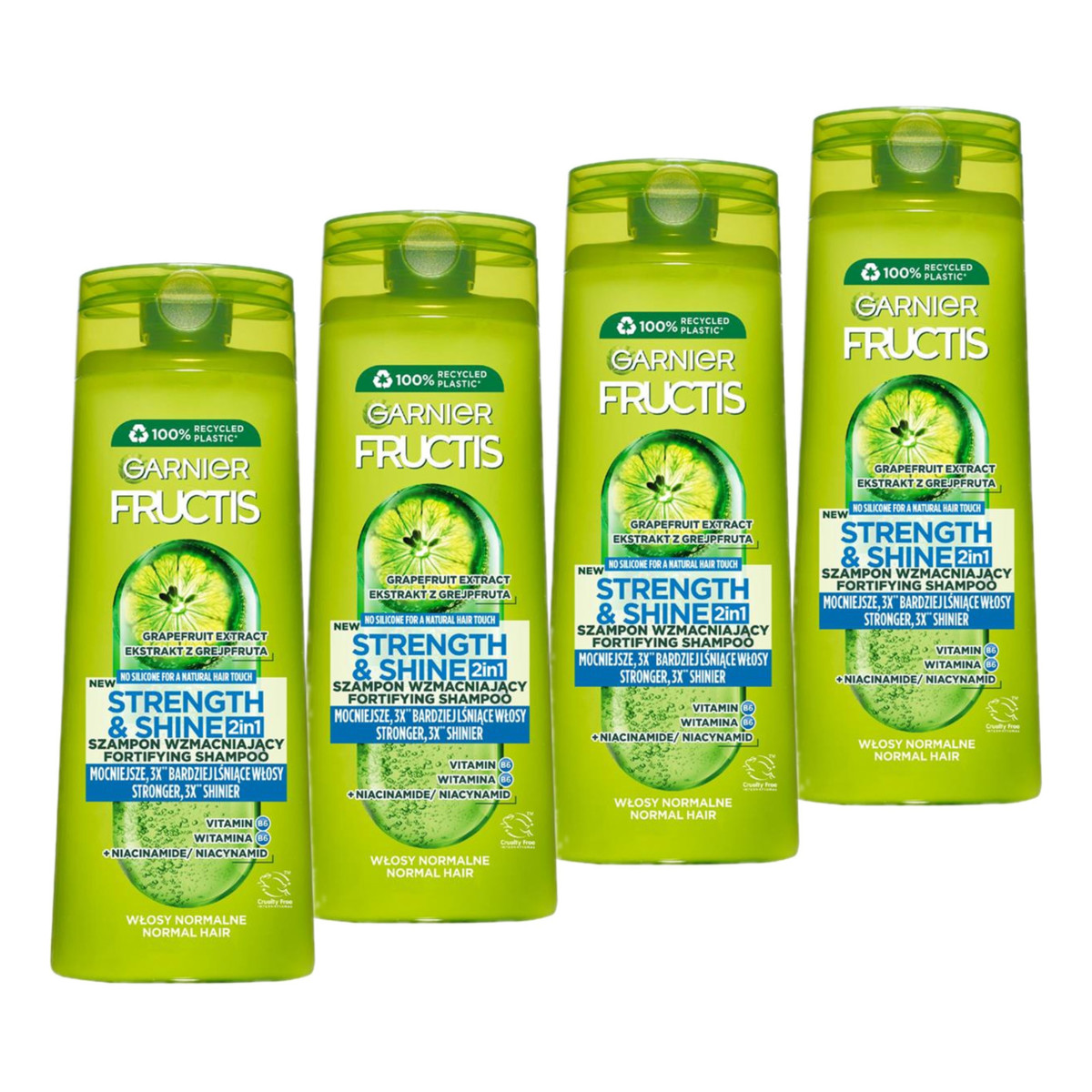 Garnier Fructis Strength & Shine Szampon wzmacniający 2w1 4x400ml