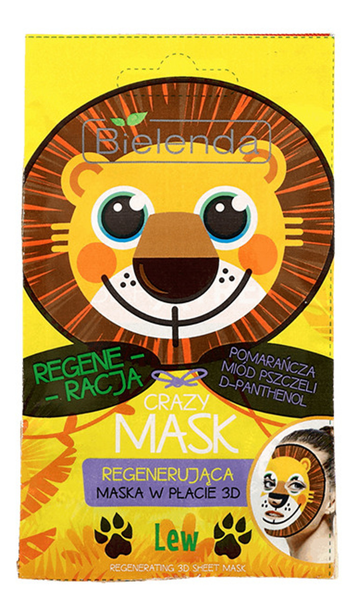 Regeneracja Maska do twarzy w płachcie 3D Lew