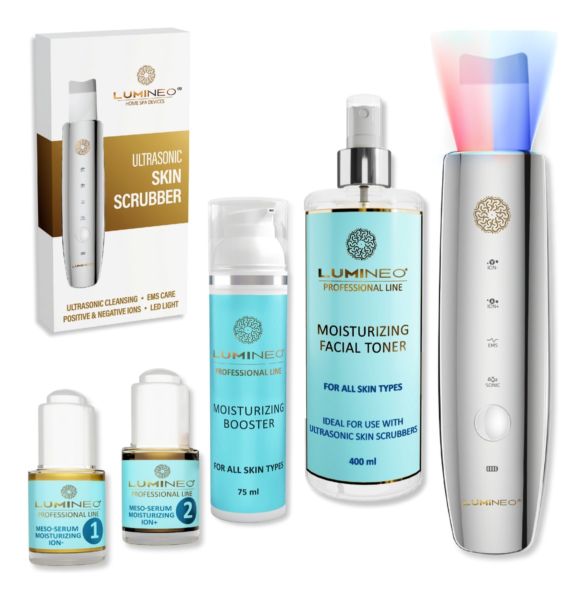 Zestaw nawilżający lumineo (tonik, 2 x serum, krem)