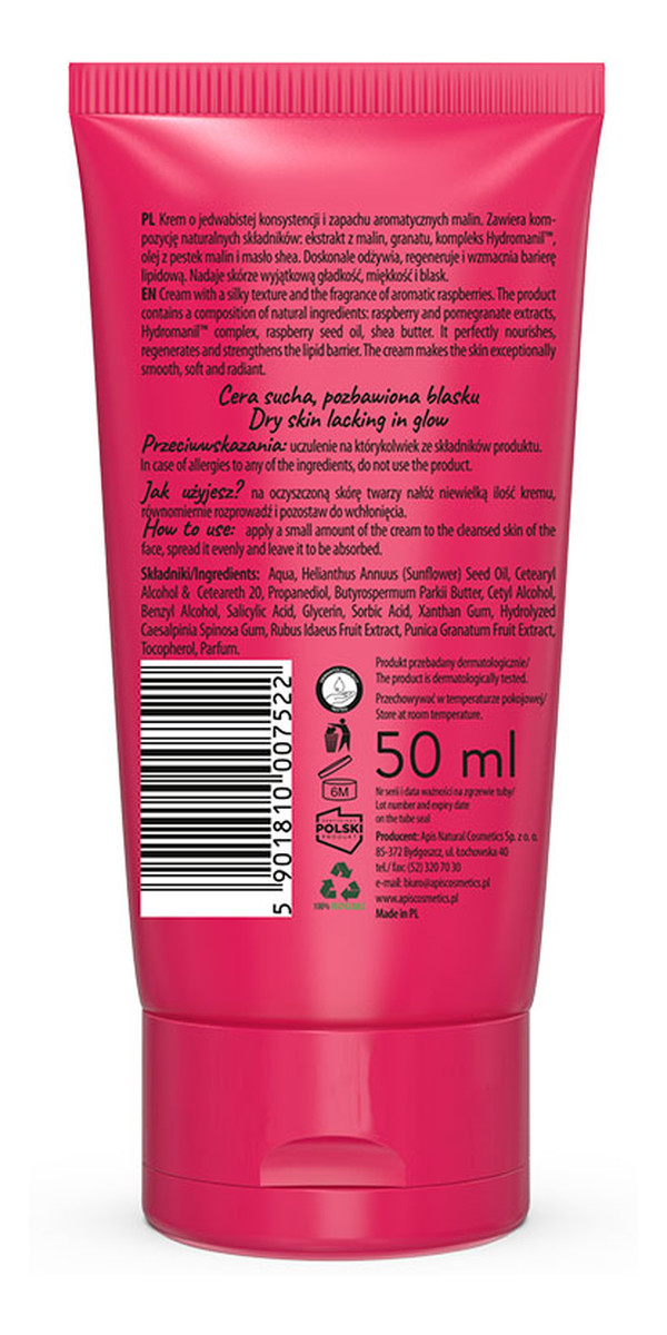 krem odżywczy do cery suchej Malina