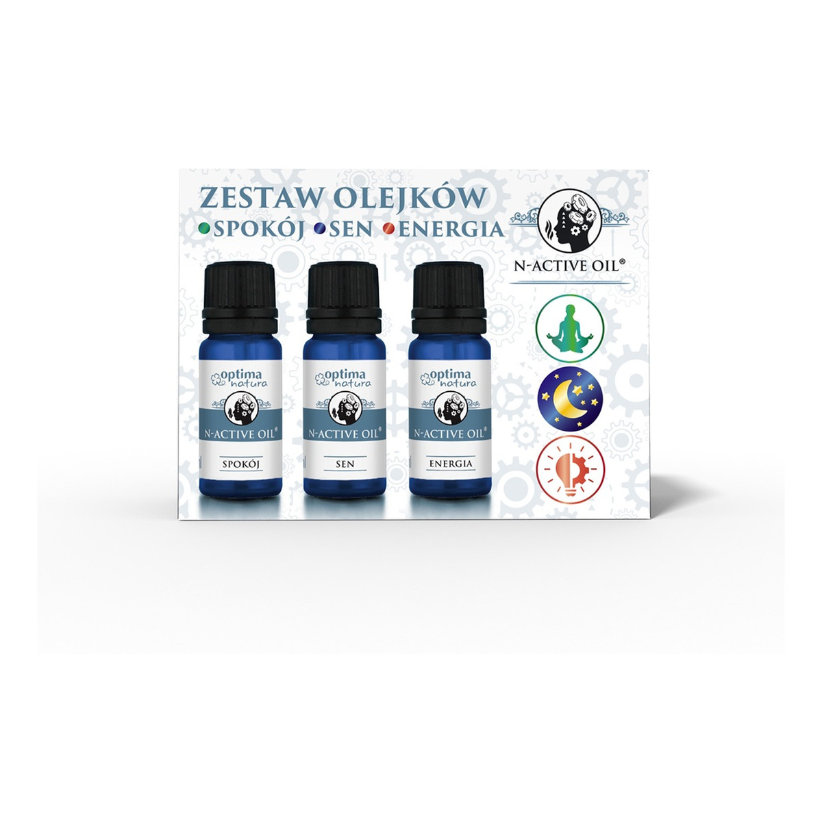 Optima Natura N-Active Oil zestaw olejków eterycznych Spokój + Sen + Energia 3x10ml