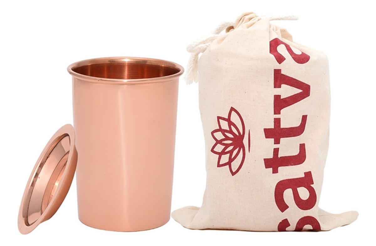 Kubek miedziany z pokrywką gładki