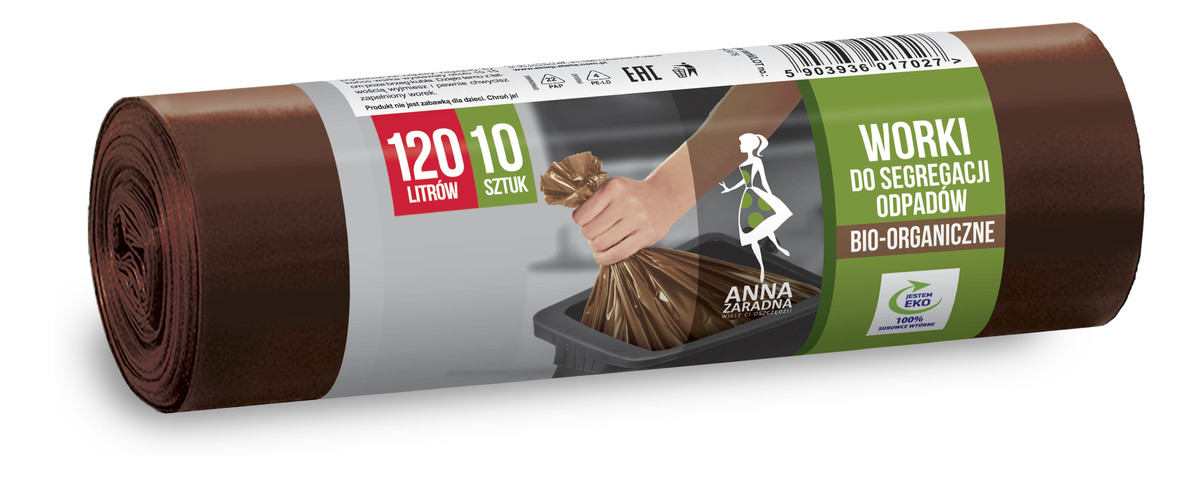 Worki na śmieci do segregacji odpadów BIO 120L- 10 szt.