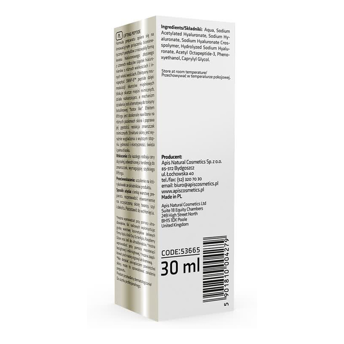 Apis Rewolucja w nawilżaniu serum do twarzy hyaluron 4d z snap-8 peptide 30ml