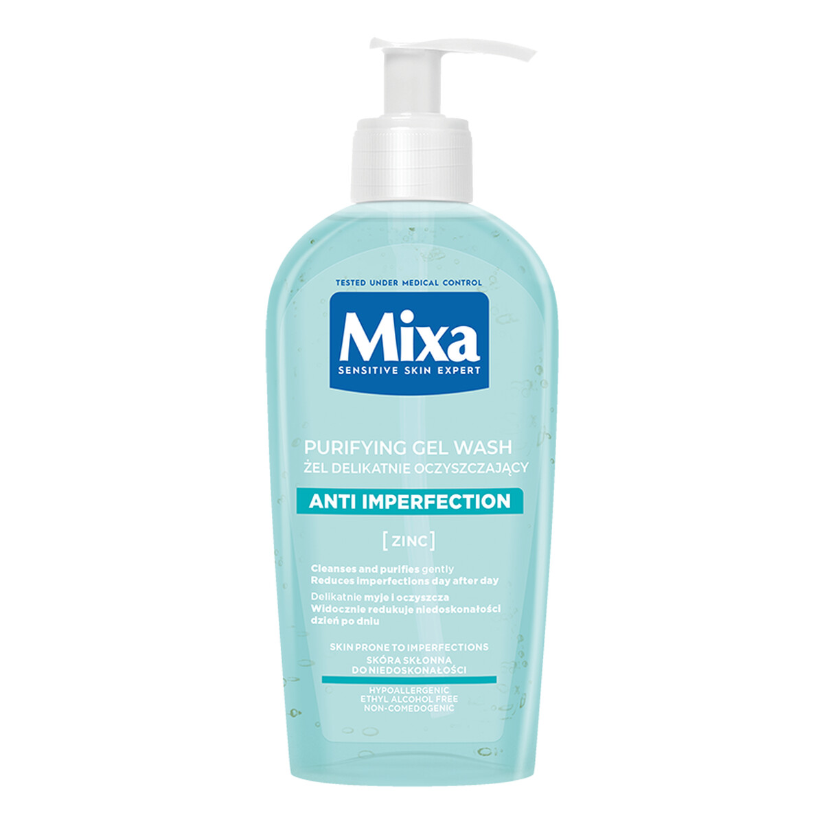 Mixa Ekspert Skóry Wrażliwej Przeciw Niedoskonałościom Oczyszczający Żel Myjący Bez Mydła 200ml