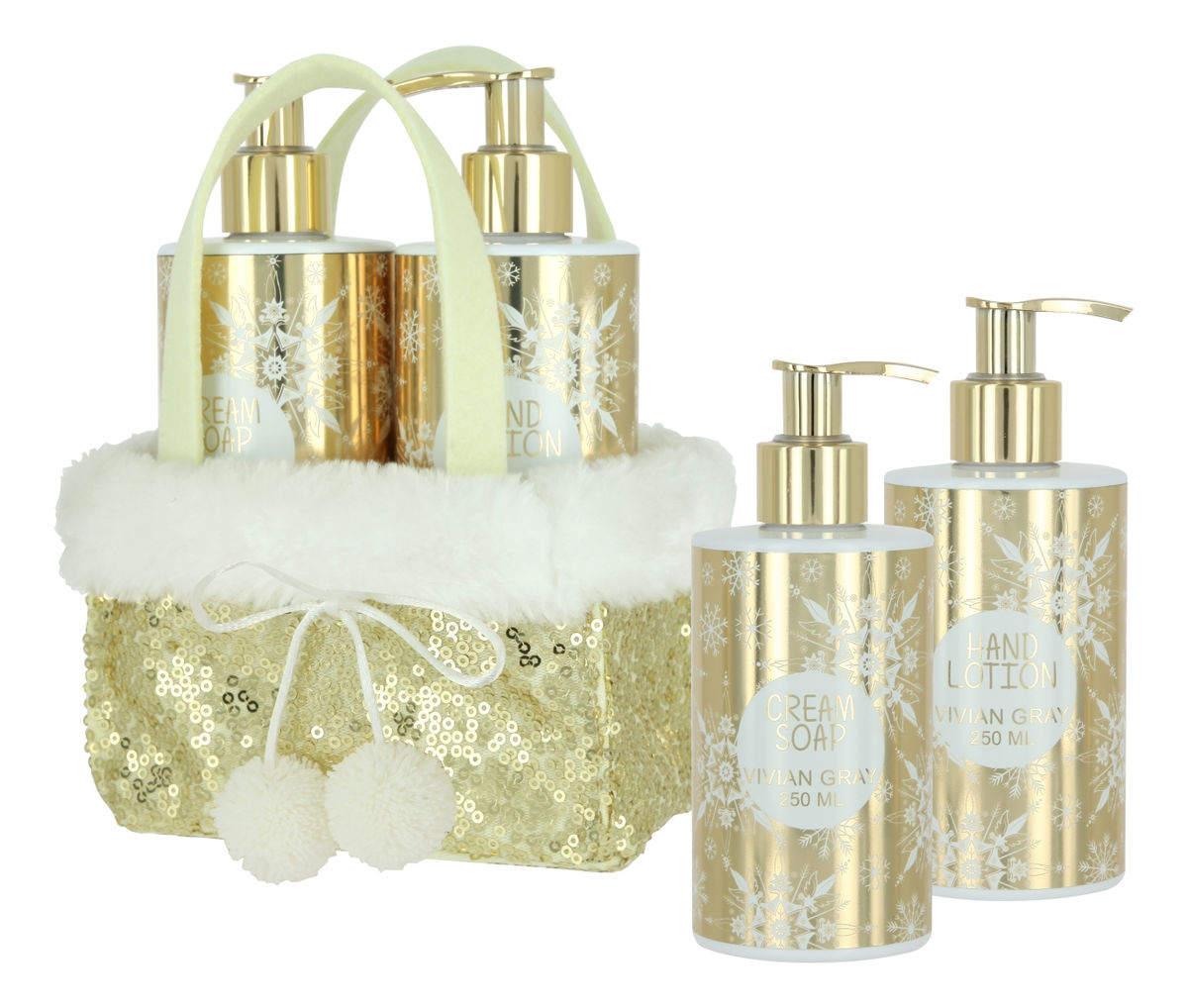 Gold Christmas Zestaw Hand Lotion Balsam do rąk + Cream Soap Mydło w płynie