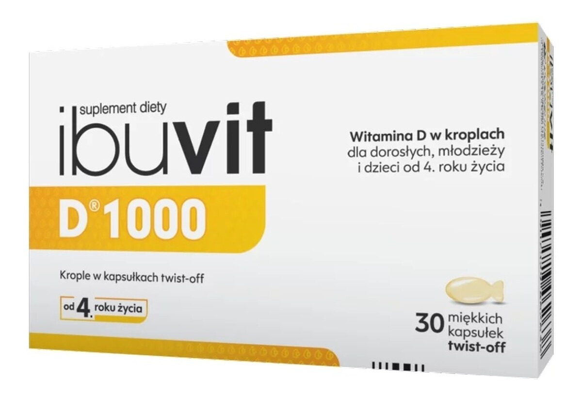 D1000 krople w kapsułkach twist-off dla dorosłych i dzieci suplement diety 30 kapsułek