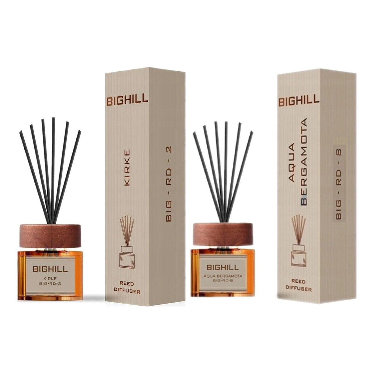 Bighill Ekskluzywny dyfuzor zapachowy z patyczkami Kirke + Aqua Bergamota 2x120ml