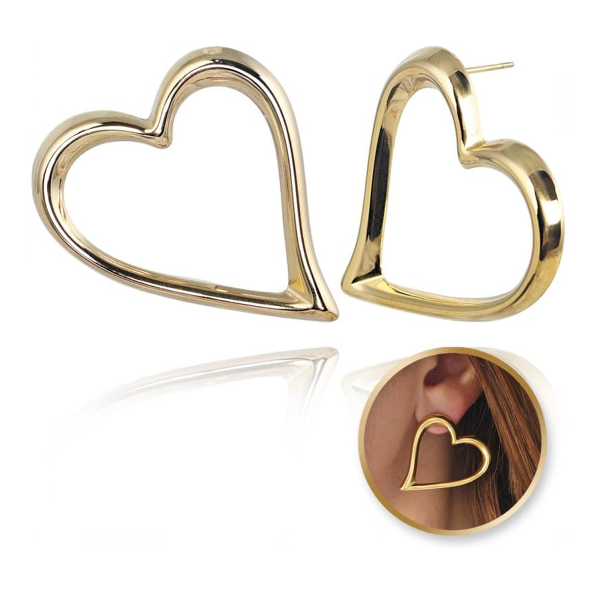 Ecarla Kolczyki ze stali szlachetnej platerowane złotem KST3354