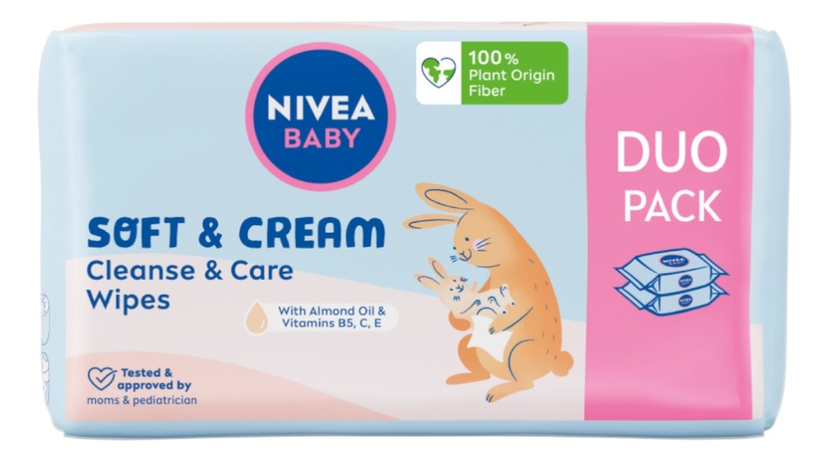 Baby soft cream chusteczki biodegradowalne 2x57szt
