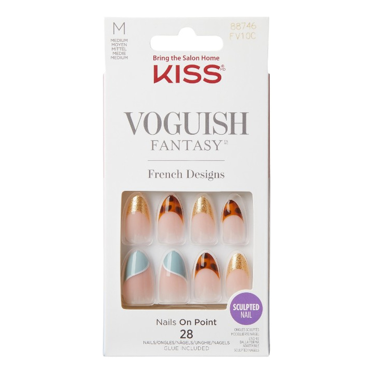 Kiss Sztuczne paznokcie na klej Voguish Fantasy French Charmante Medium Almond Shape