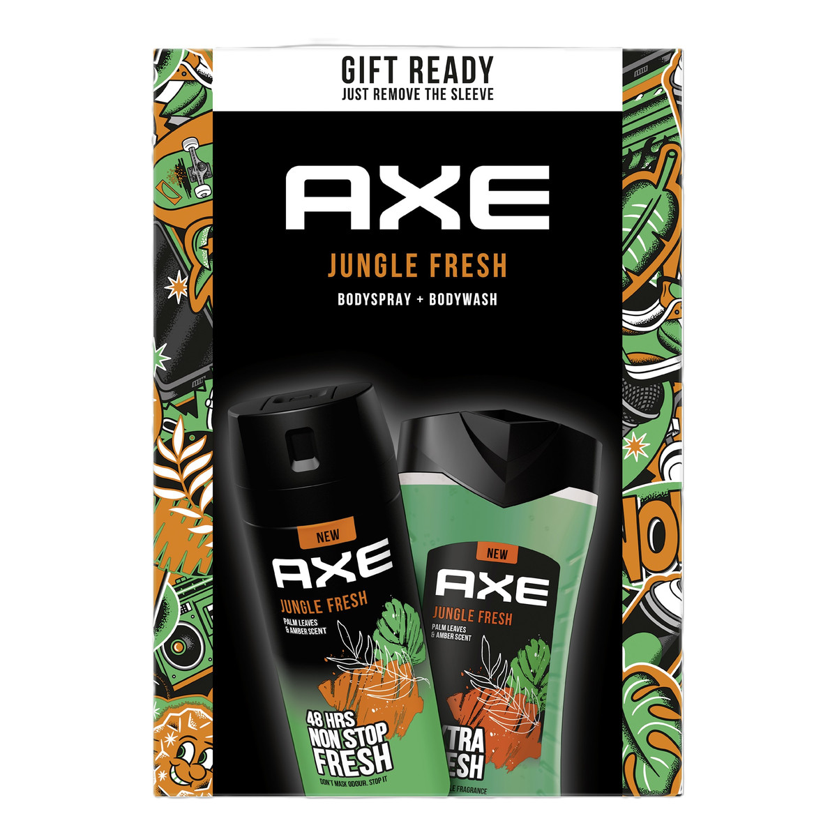 Axe Jungle Fresh Zestaw prezentowy Dezodorant w sprayu 15o ml + żel do mycia ciała 250 ml