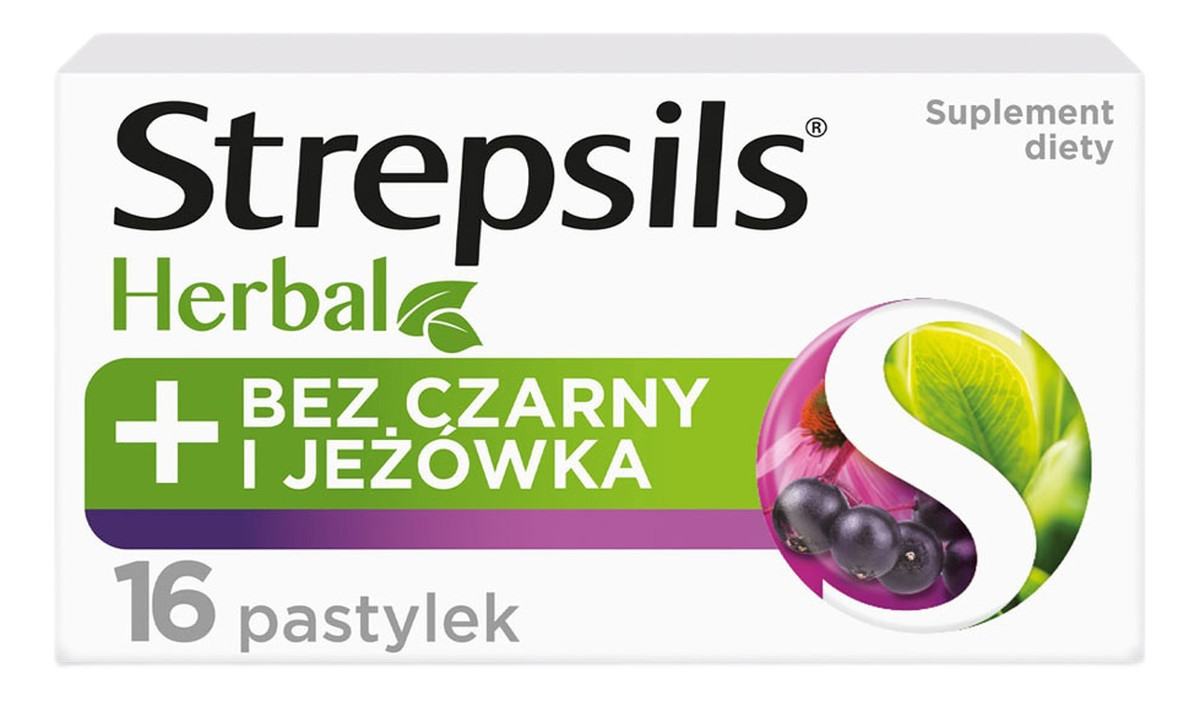 Herbal pastylki do ssania łagodzące podrażnione gardło i struny głosowe suplement diety bez czarny i jeżówka 16szt.
