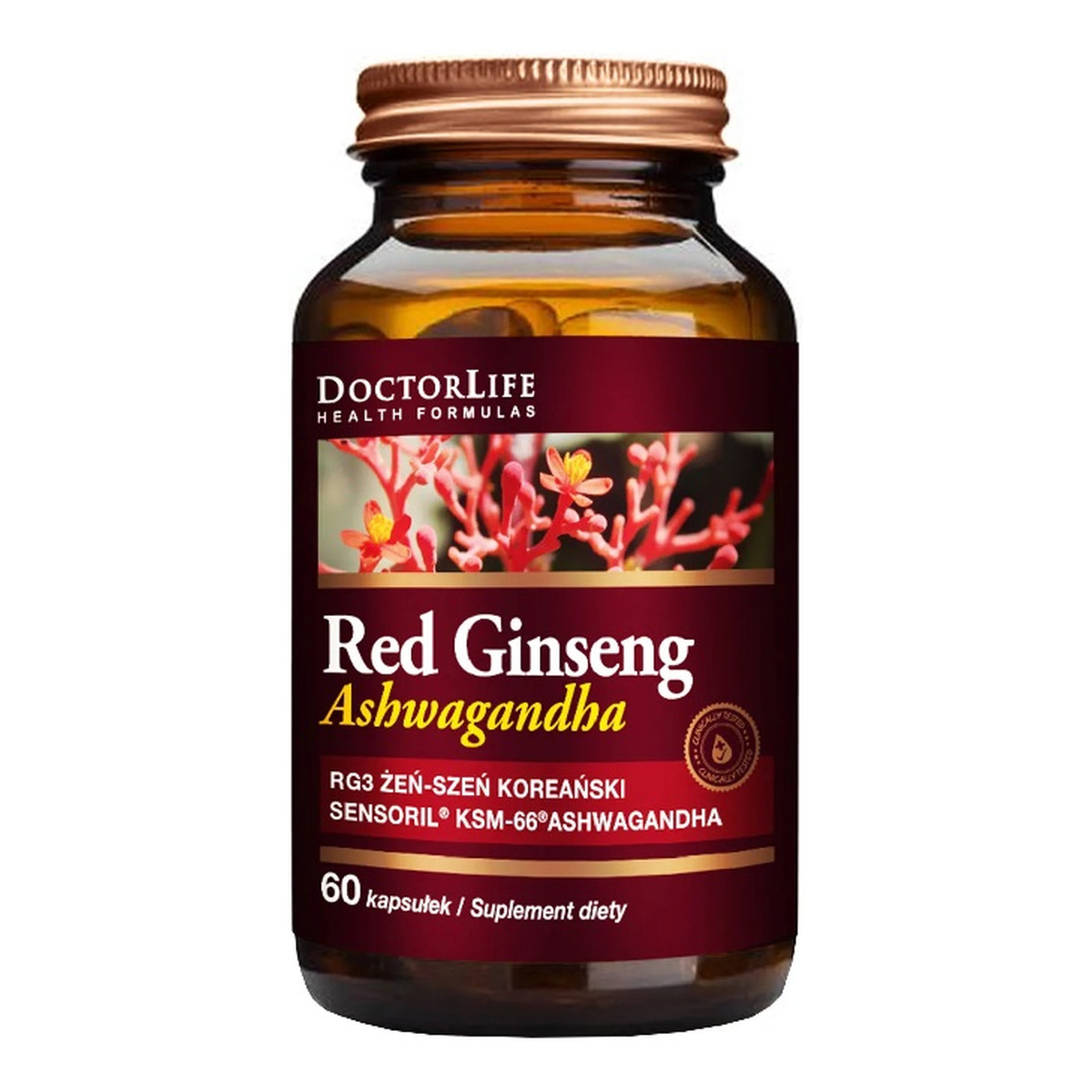 Doctor Life Korean red ginseng+ashwagandha czerwony żeń-szeń koreański 300mg suplement diety 60 kapsułek