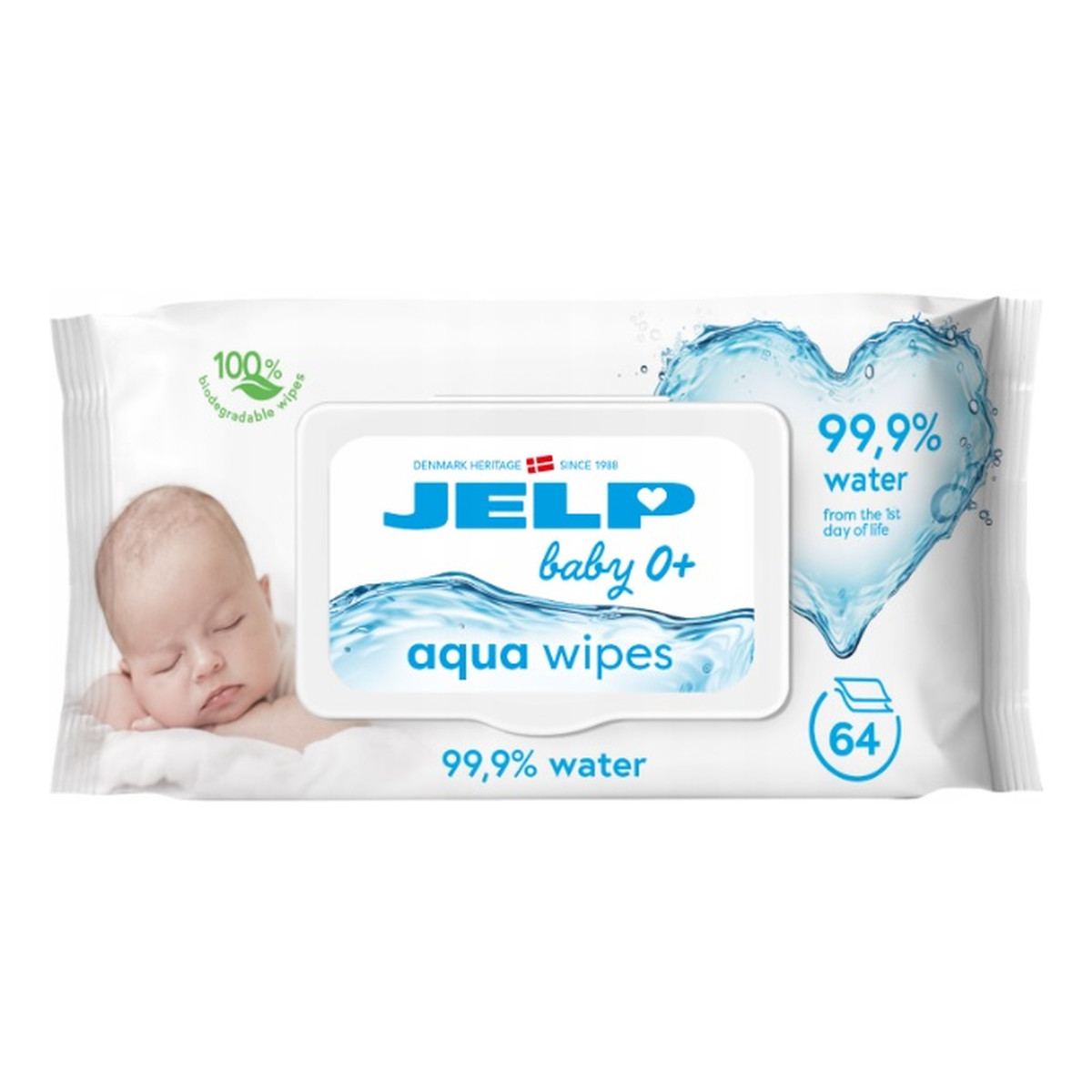 Jelp Aqua wipes chusteczki nawilżane 99.9% wody 64szt