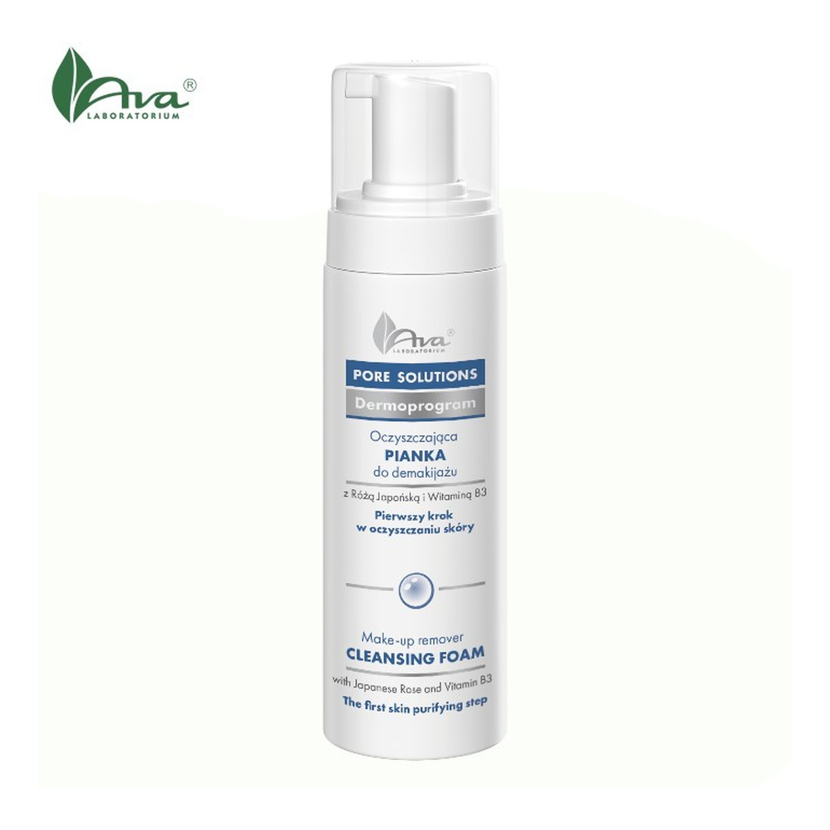 Ava Laboratorium Pore Solutions Oczyszczająca pianka do demakijażu z witaminą B3 i Różą Japońską 150ml