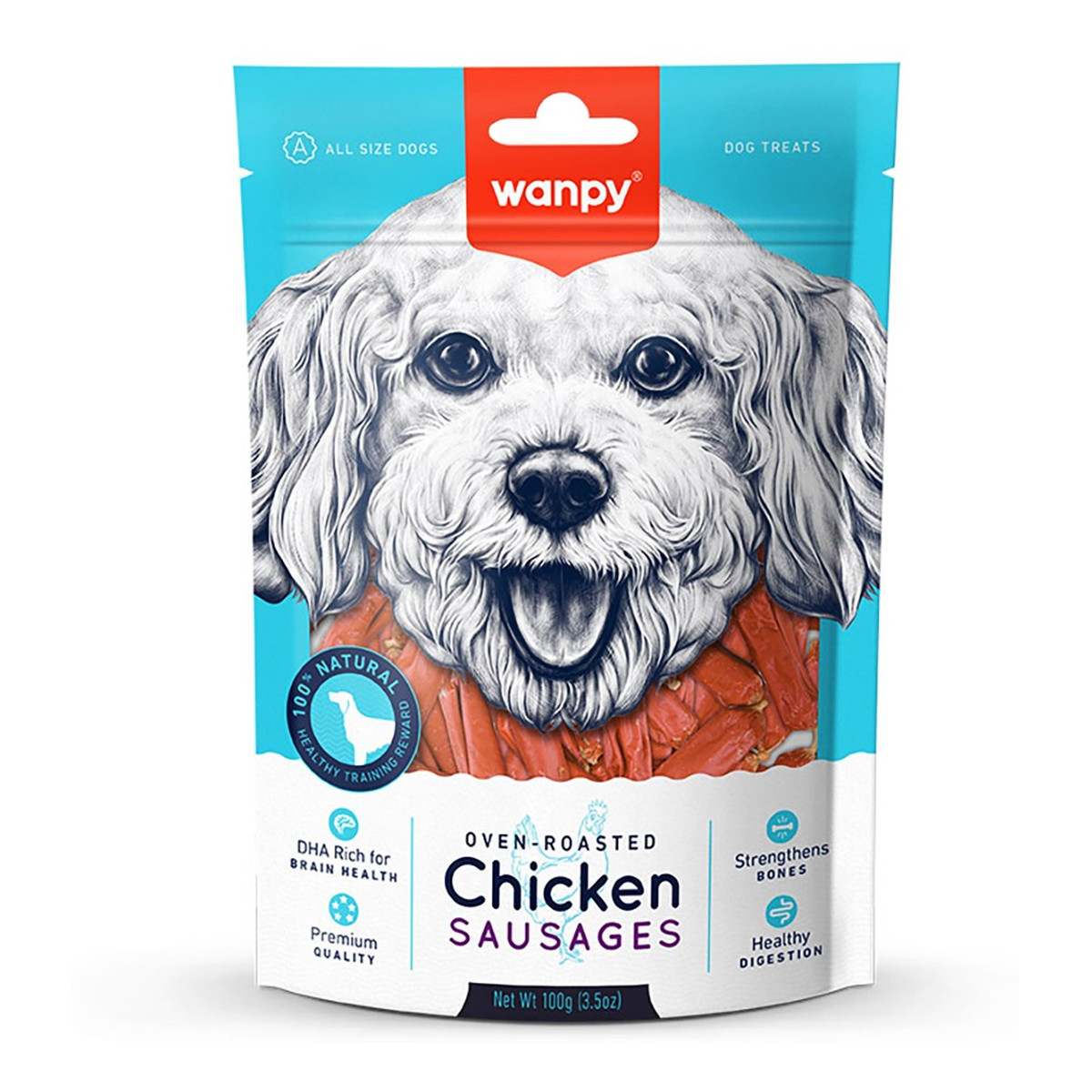 Wanpy Dogs przekąski dla psów chicken-kiełbaski z kurczaka 100g