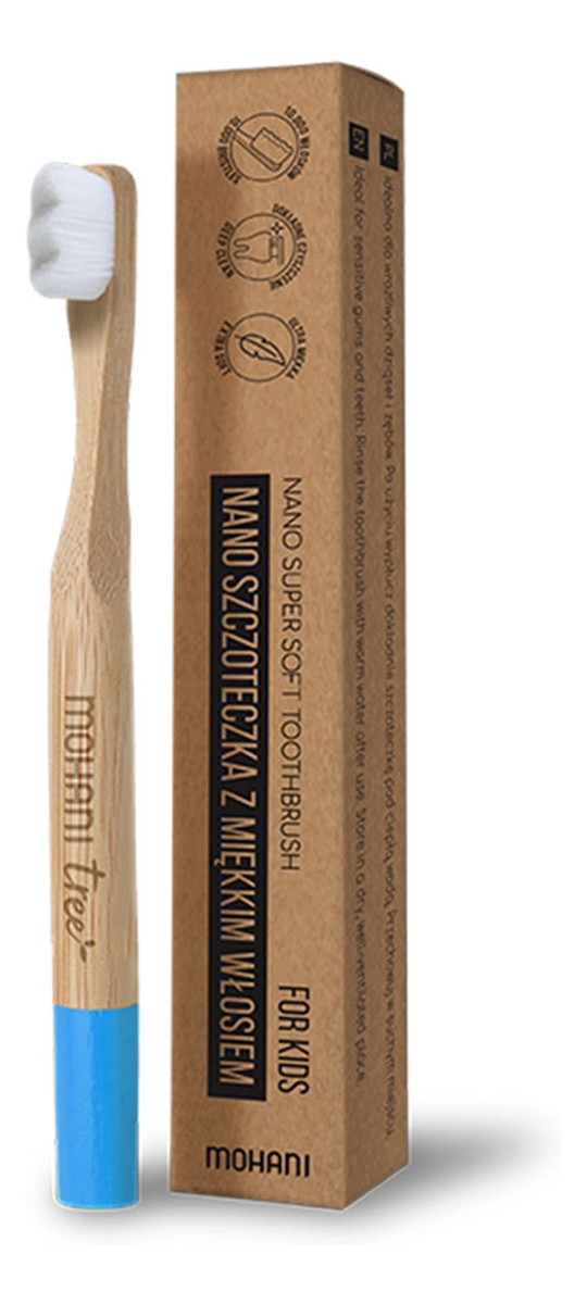 szczoteczka bambusowa do zębów dla dzieci niebieska