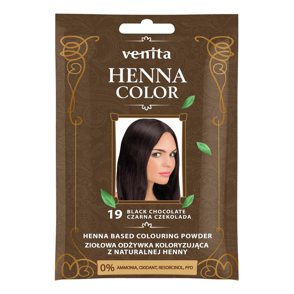 Venita Henna Color Ziołowa odżywka koloryzująca saszetka Czarna Czekolada (19) 30g
