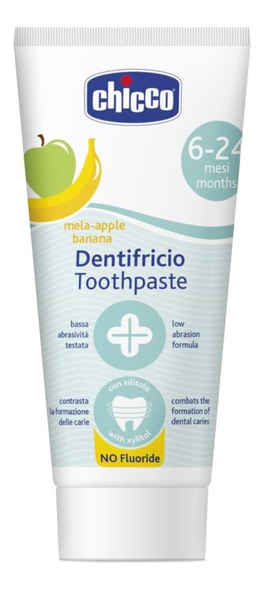 Toothpaste pasta do zębów bez fluoru o smaku jabłkowo-bananowym 6-24m