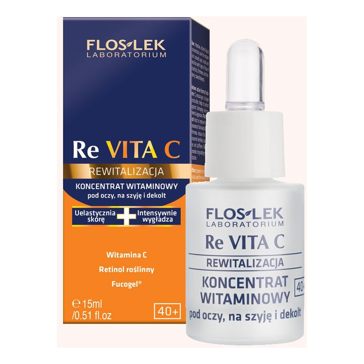 FlosLek ReVITA C 40+ Laboratorium Koncentrat Witaminowy Pod Oczy, Na Szyję i Dekolt 15ml