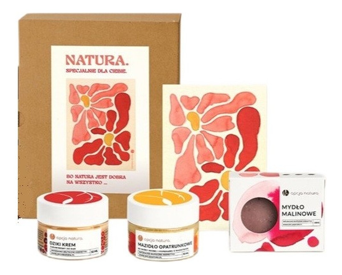 Zestaw mydło malinowe 100g + dziki krem żurawinowy do rąk 50ml + mazidło opatrunkowe do skóry suchej i popękanej z nagietkiem 50ml