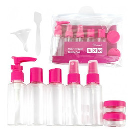 Zestaw pojemniczków i akcesoriów podróżnych 9w1